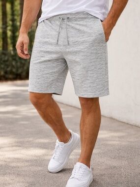 Theory Light Gray Men's Knit Terrycloth Drawstring Shorts Sweatpants Sz.S